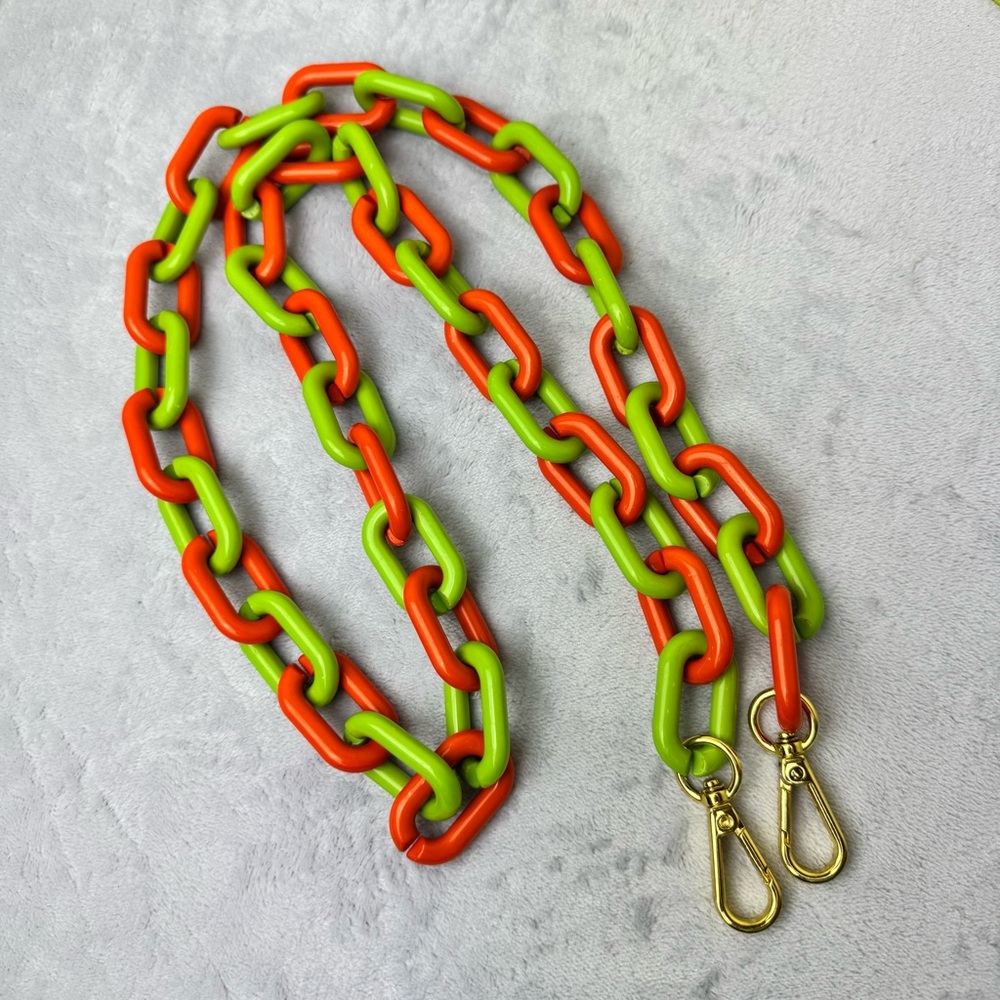 Acrylic Link Bright Orange and Green Crossbody Bag Strap